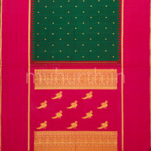Load image into Gallery viewer, Green Pure Zari Kanjivaram Silk Saree with Rose Red