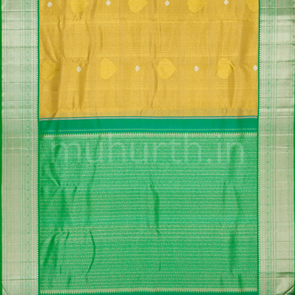 Golden Mustard Luxury Organza Tissue Kanjivaram Silk Saree with Rexona