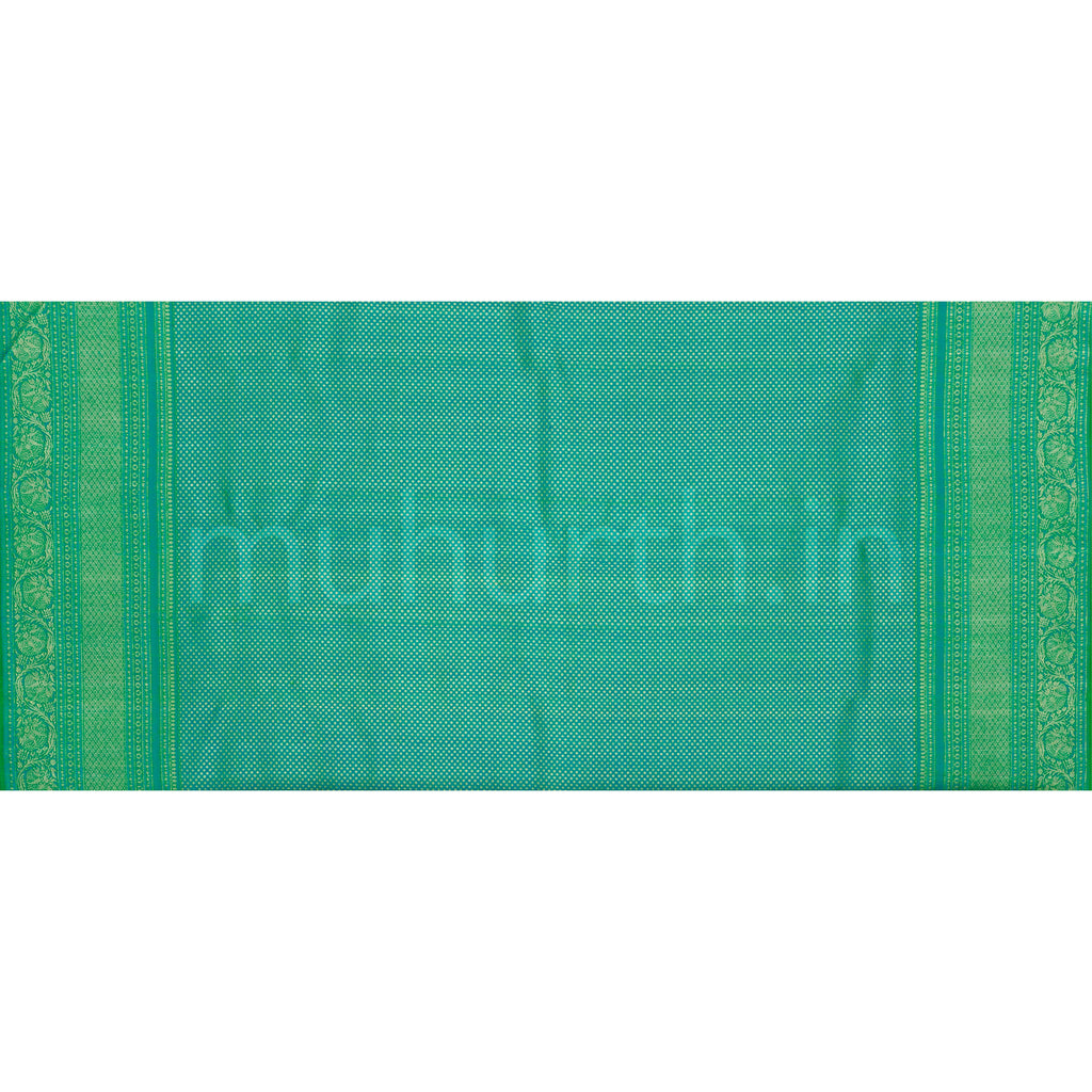 Off-White Organza Tissue Pure Kanjivaram Silk Saree with Sea Green