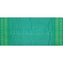 Load image into Gallery viewer, Off-White Organza Tissue Pure Kanjivaram Silk Saree with Sea Green