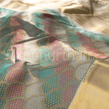 Load image into Gallery viewer, Pastel Multi-Colour Kanjivaram Silk Saree with Off-White