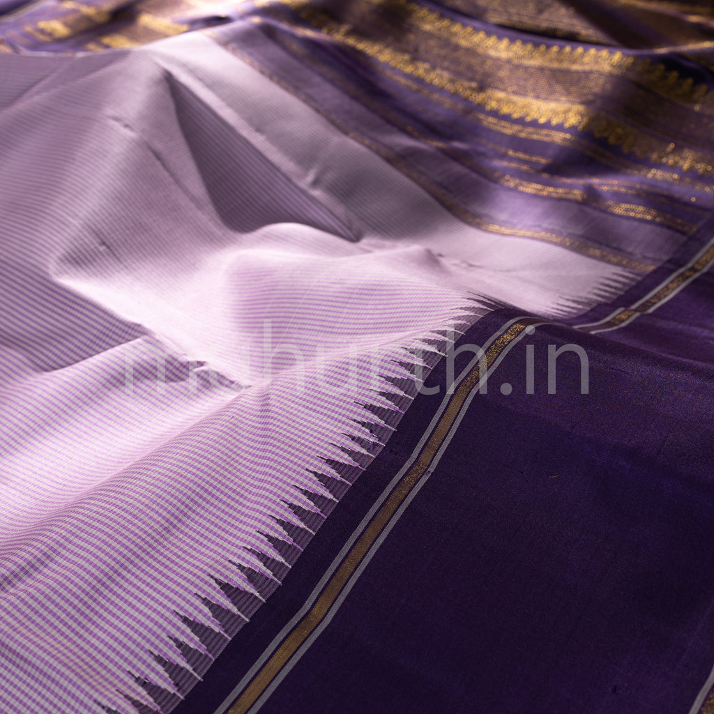 Lavender Kanjivaram Silk Saree with Meenakshi