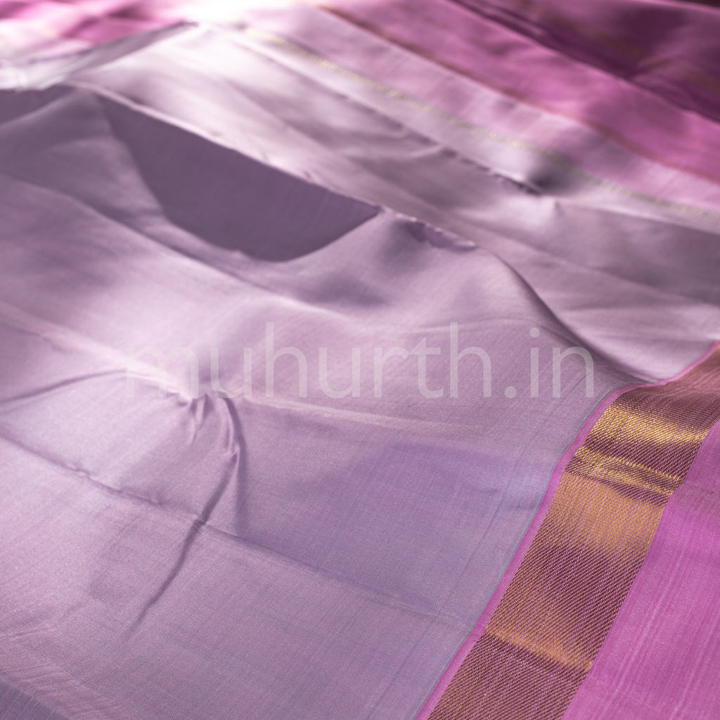 Lavender Kanjivaram Silk Saree with Pink