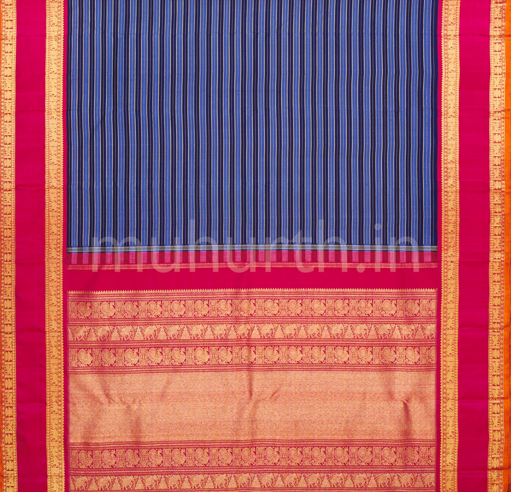 Vijaya Lavender Pure Zari Kanjivaram Silk Saree with Rose