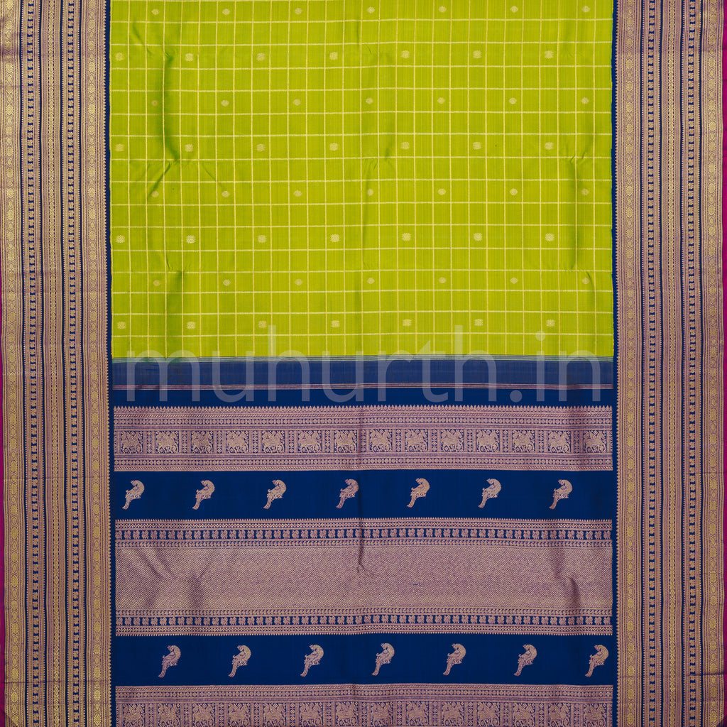 Alli Veldhari Pure Zari Kanjivaram Silk Saree with Vijaya