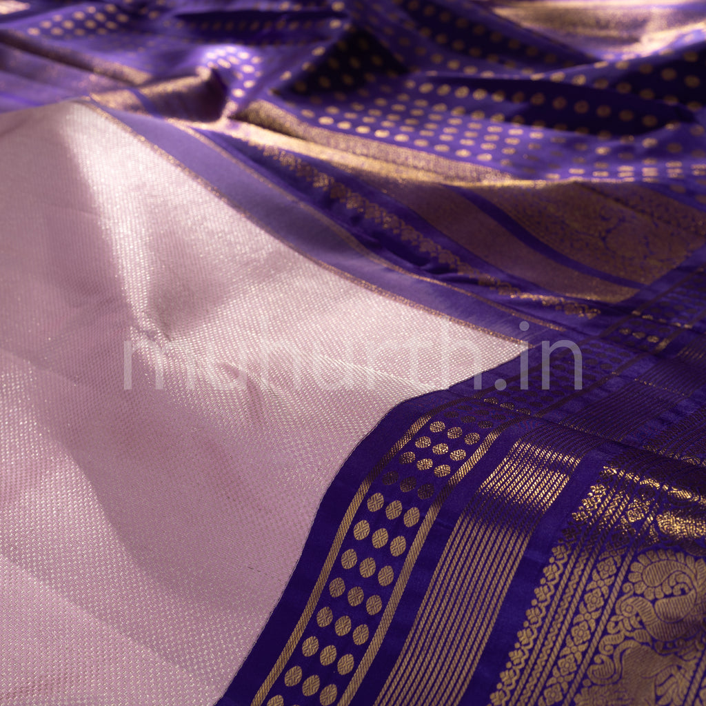 Light Pink Kanjivaram Silk Saree with Meenakshi