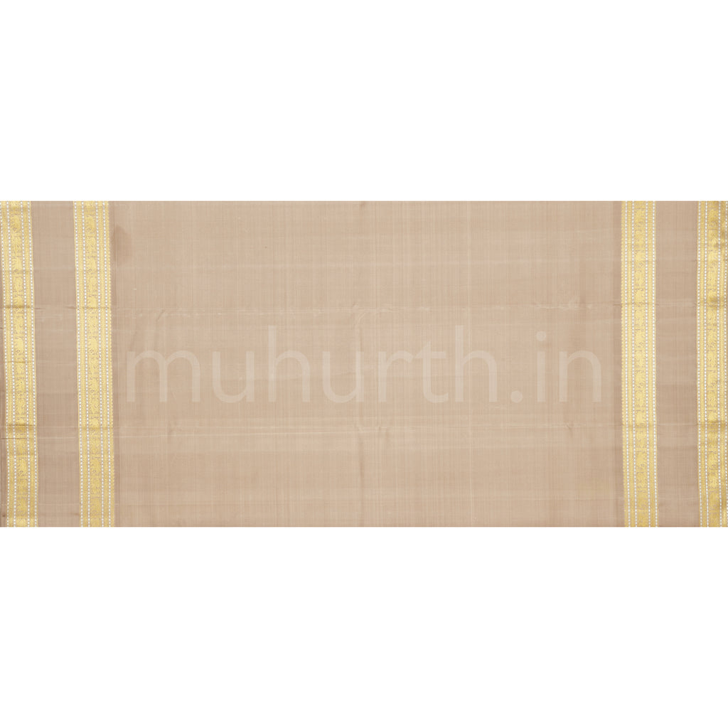 Peacock Blue Veldhari Pure Zari Kanjivaram Silk Saree with Faun