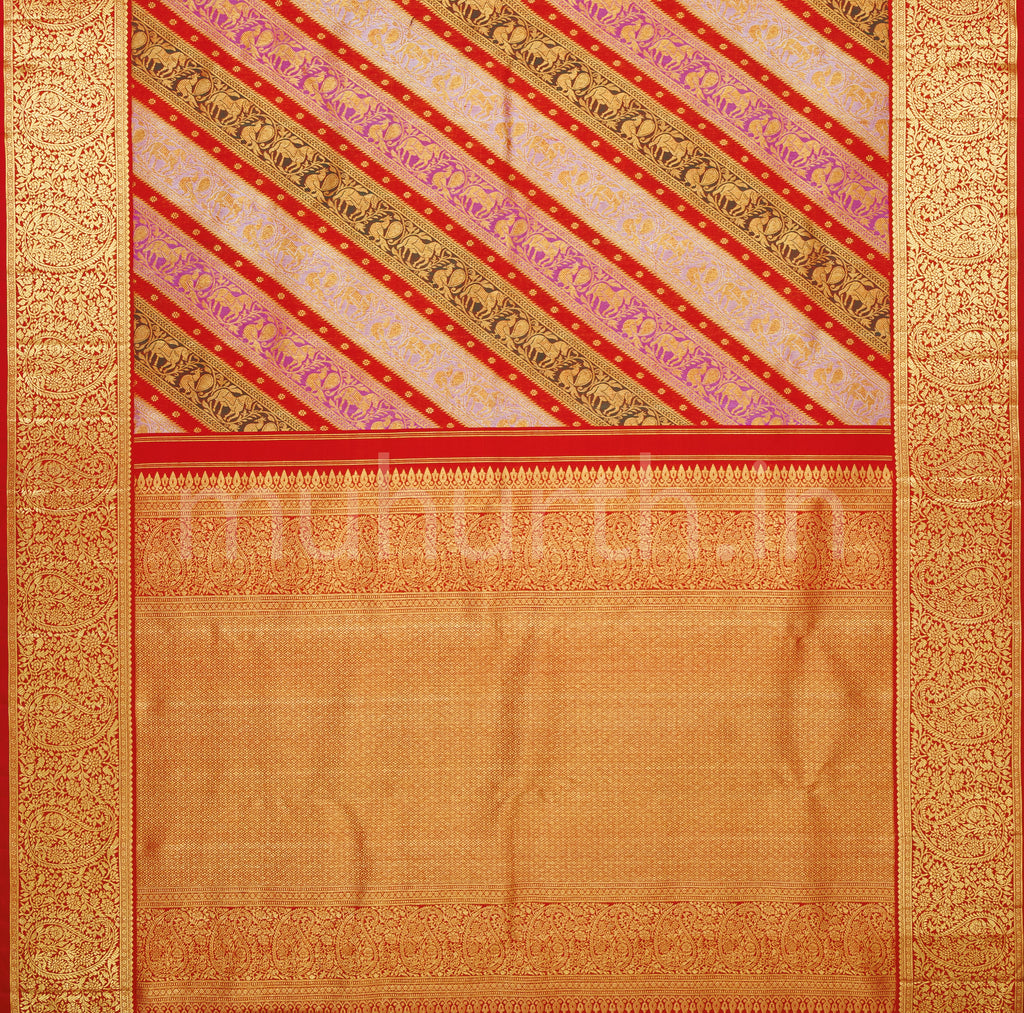 Bright Red Rangkat Pure Bridal Kanjivaram Silk Saree