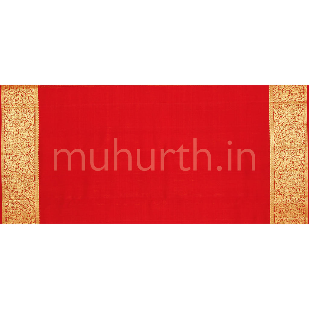 Bright Red Rangkat Pure Bridal Kanjivaram Silk Saree