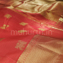 Load image into Gallery viewer, Bright Red Vaira Oosi Pure Kanjivaram Silk Saree