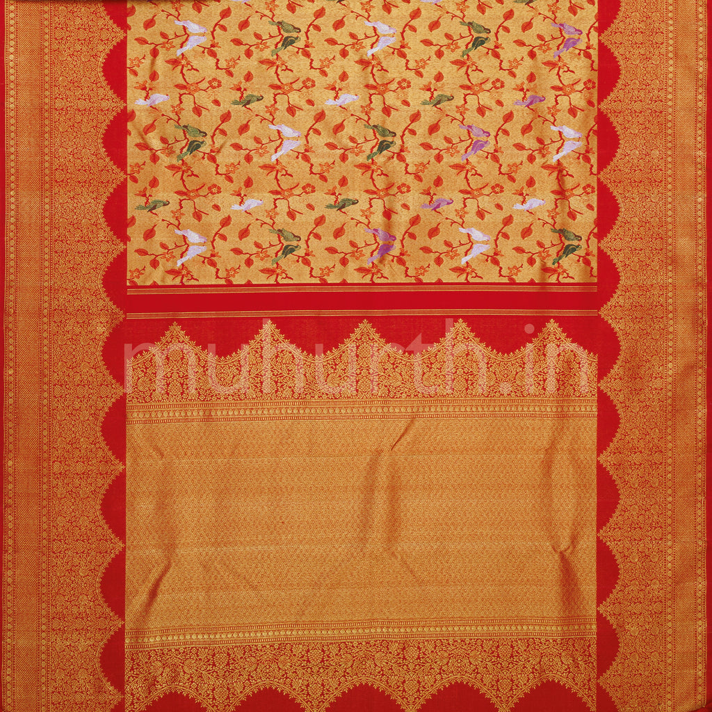 Bright Red Luxury Meenakari Pure Kanjivaram Silk Saree