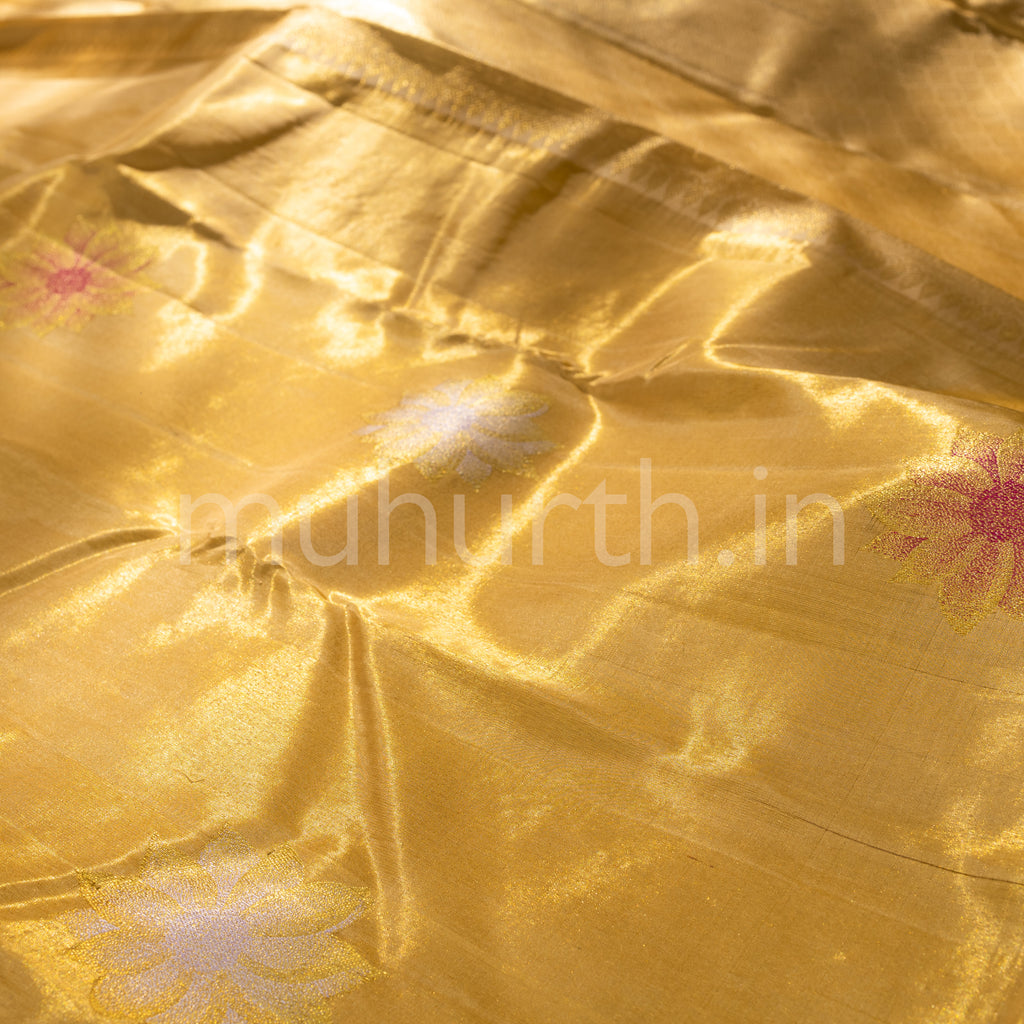 Golden Mustard Tissue Kanjivaram Silk Saree