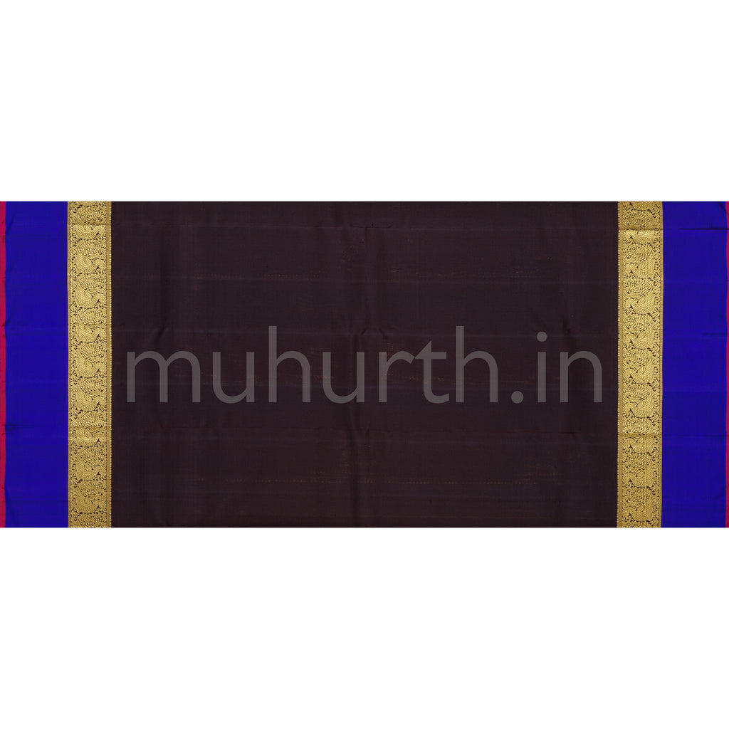 Golden Mustard Pure Zari Kanjivaram Silk Saree with Pakku and Violet