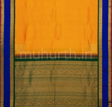 Load image into Gallery viewer, Mango Yellow Pure Zari Kanjivaram Silk Saree with Violet