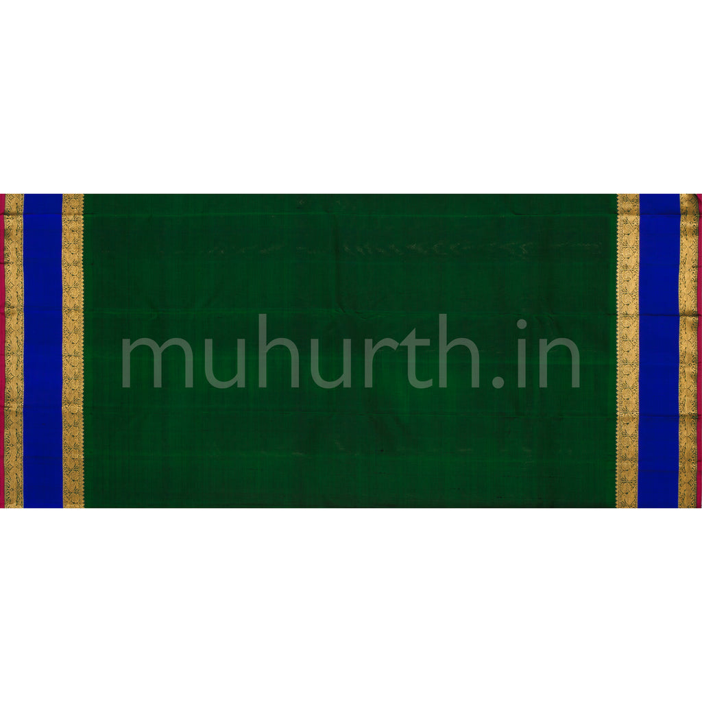 Mango Yellow Pure Zari Kanjivaram Silk Saree with Violet