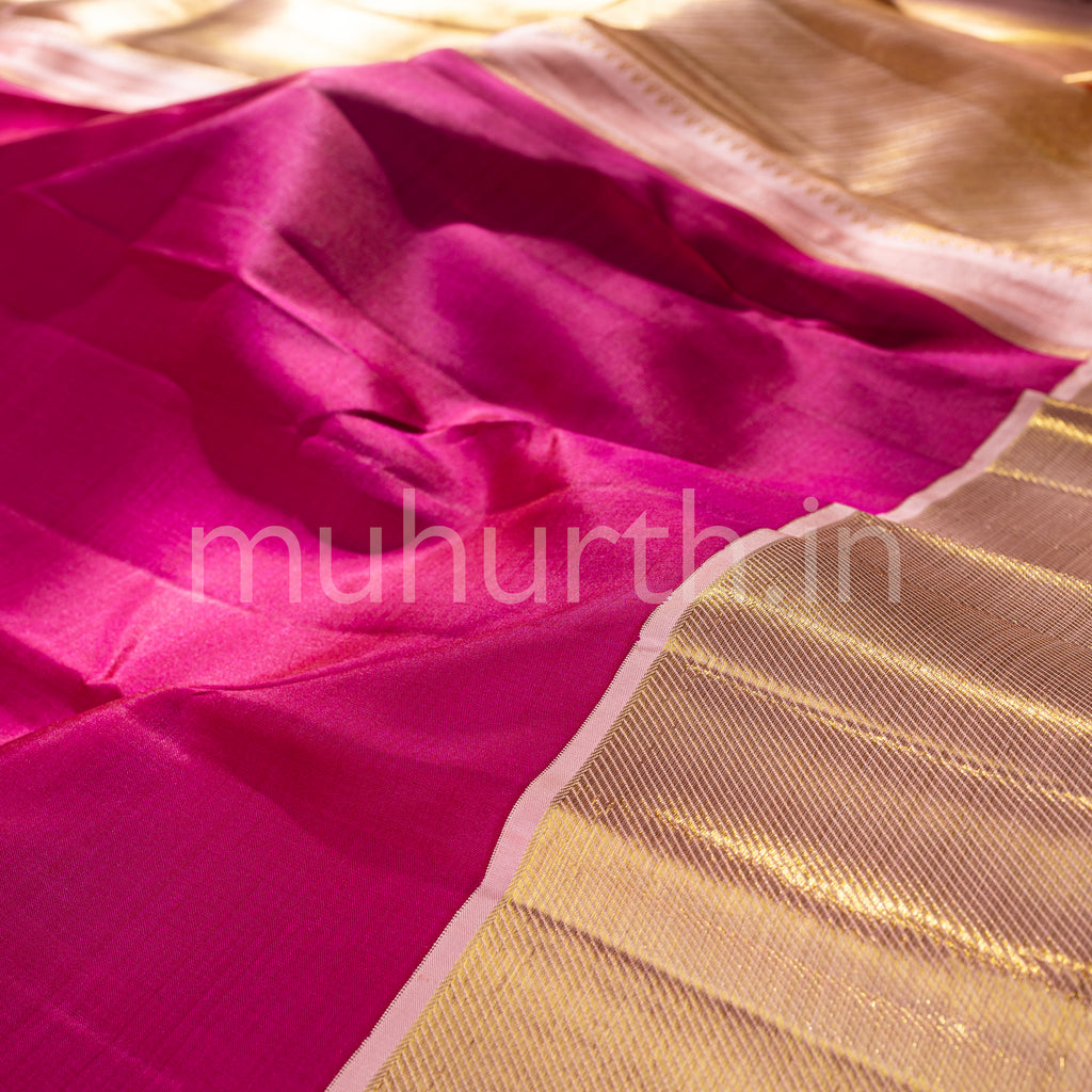 Red Shot Pink Kanjivaram Silk Saree with Light Pink