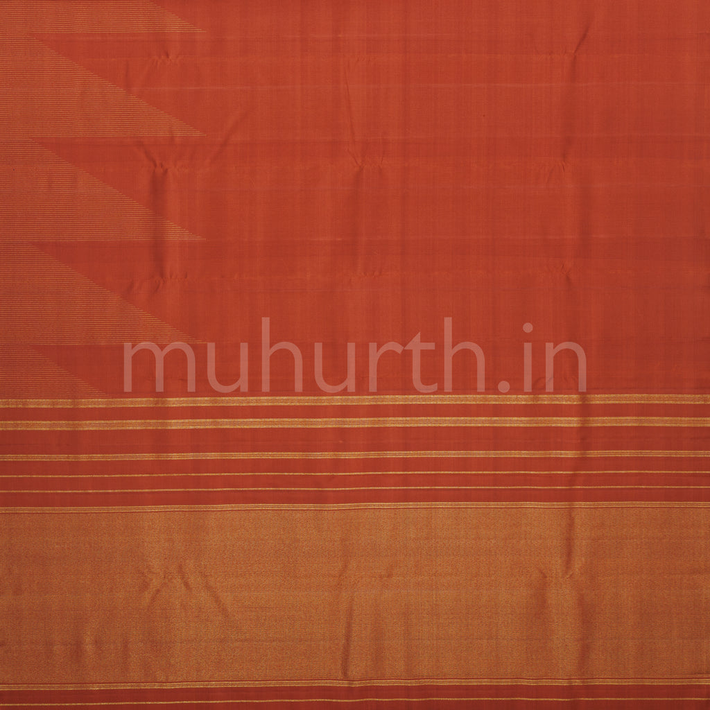 Rust Brown Pure Zari Kanjivaram Silk Saree