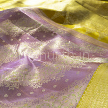 Load image into Gallery viewer, Lavender Kanjivaram Silk Saree with Golden Mustard