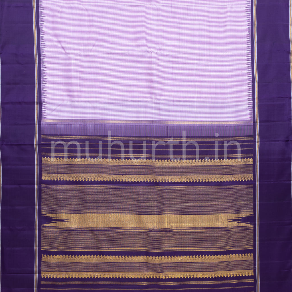 Lavender Kanjivaram Silk Saree with Meenakshi