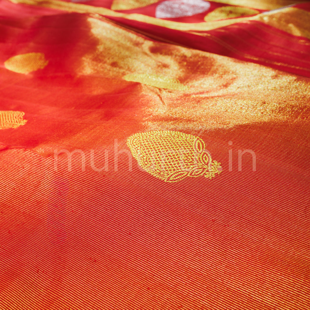 Bright Red Pure Kanjivaram Silk Saree