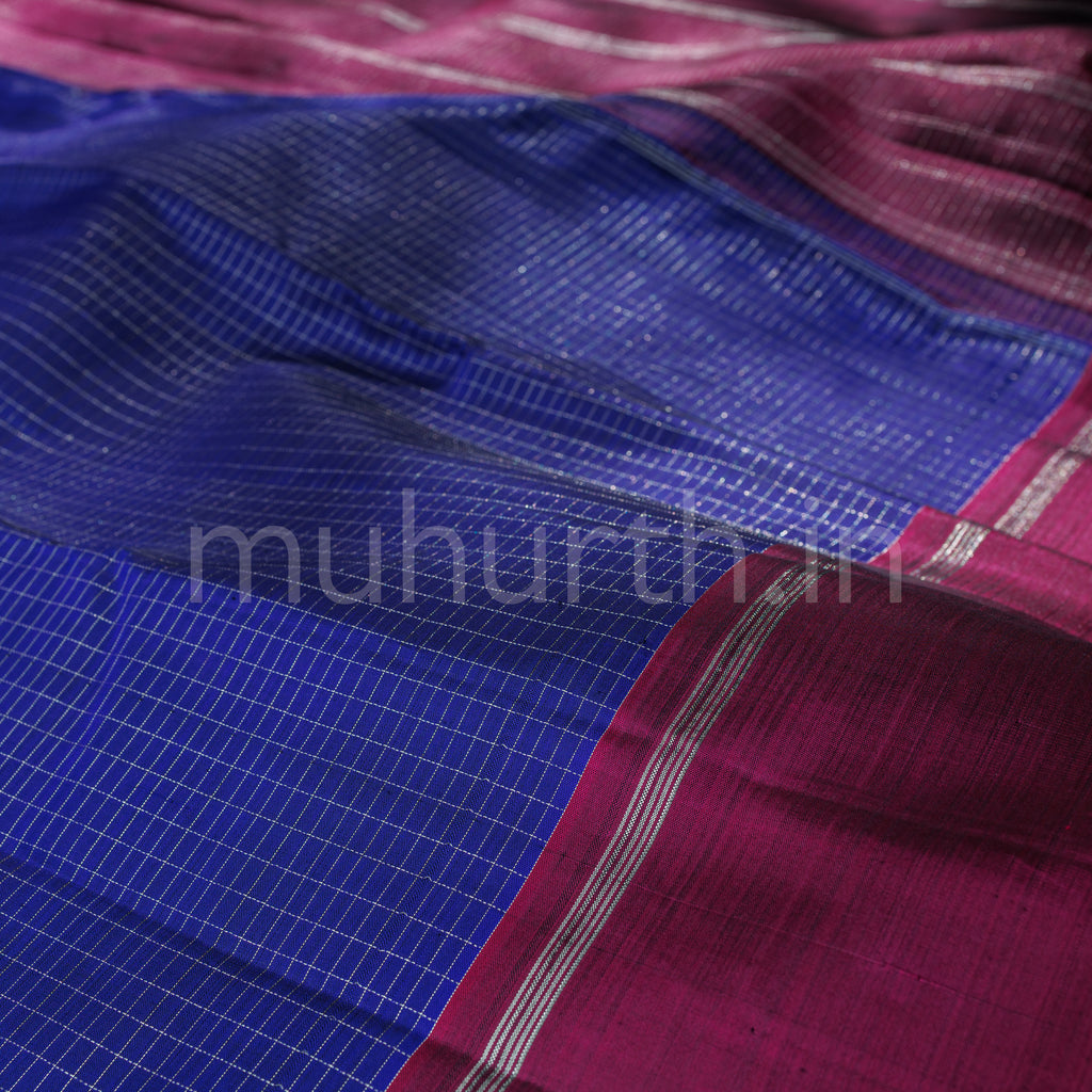 Violet Kanjivaram Silk Saree with Magenta