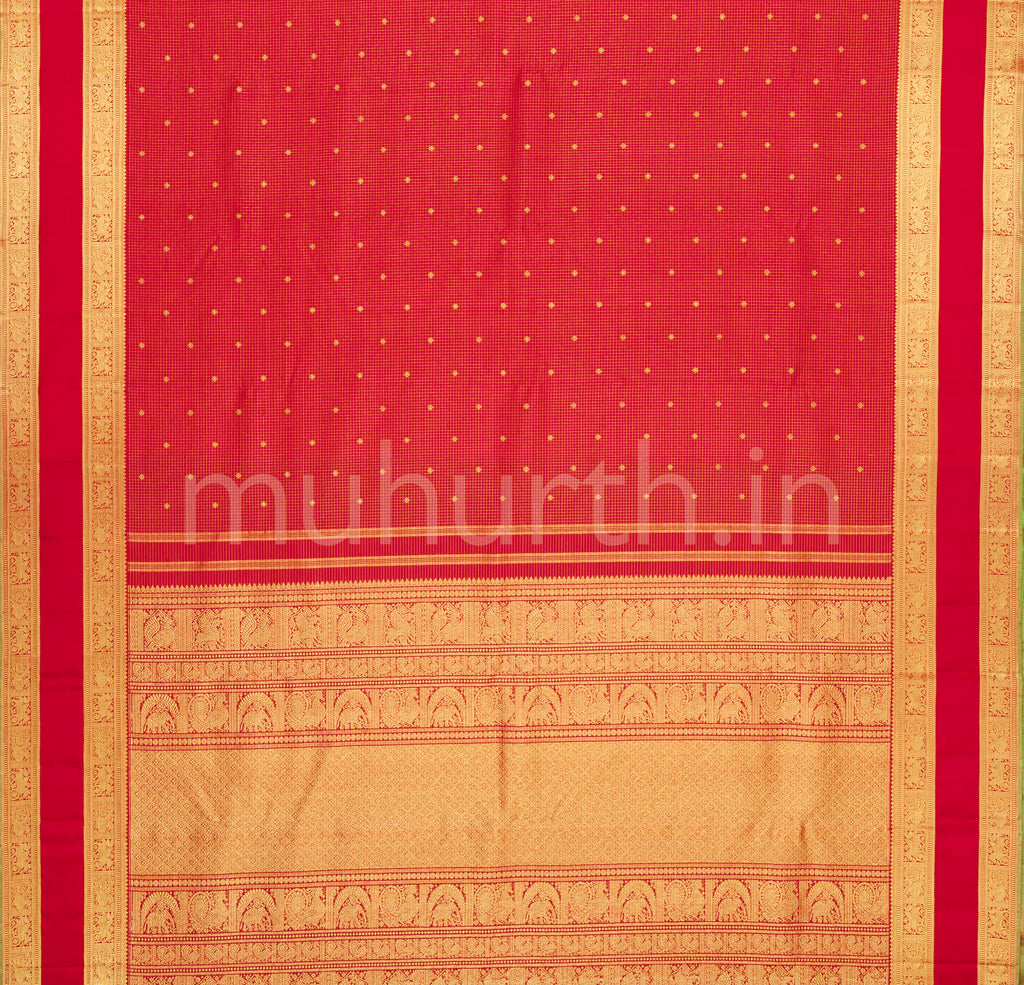 Bright Red Pure Zari Kanjivaram Silk Saree