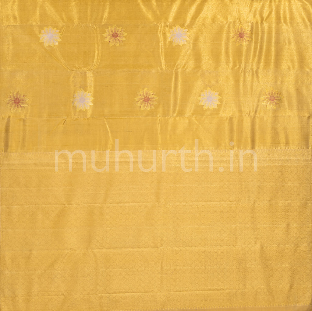 Golden Mustard Tissue Kanjivaram Silk Saree