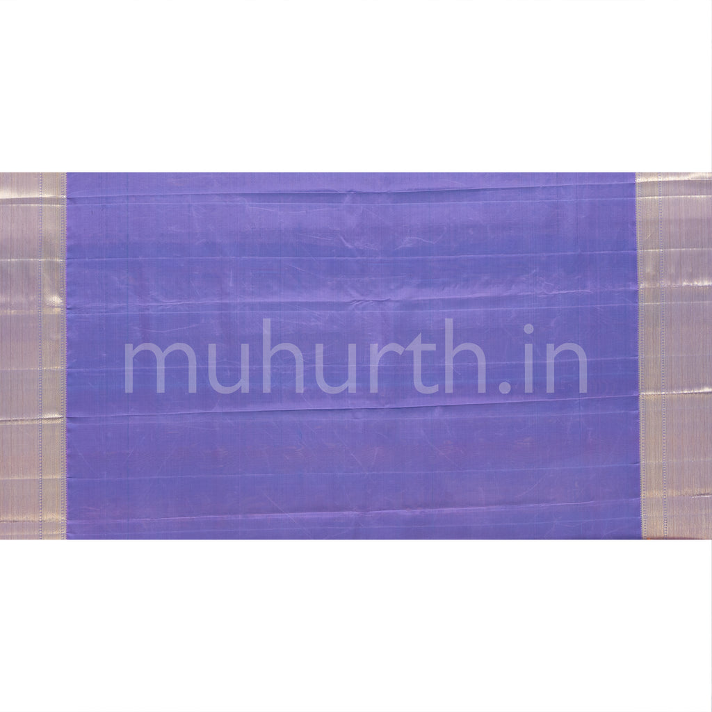 Light Elaichi Kanjivaram Silk Saree with Lavender