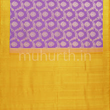 Load image into Gallery viewer, Lavender Meenakari Kanjivaram Silk Saree with Mustard Yellow