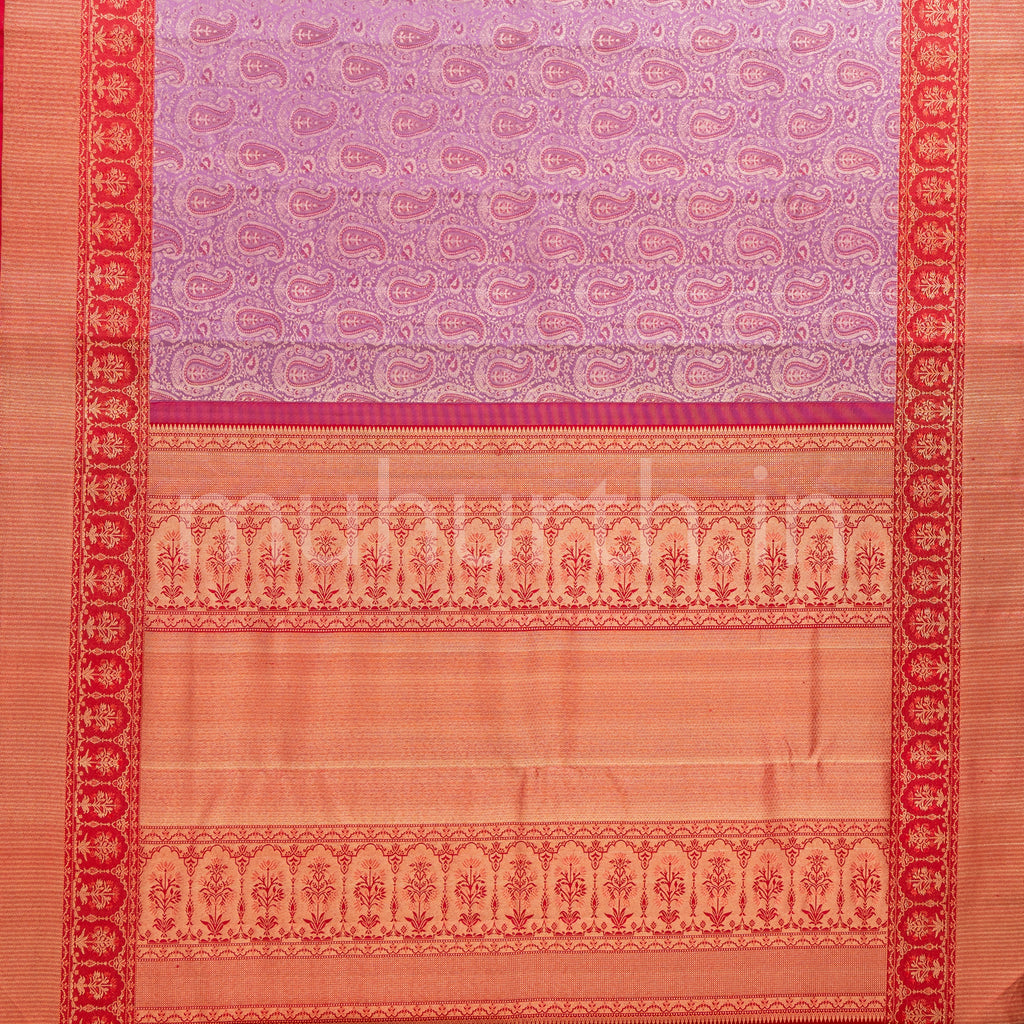 Lilac Kanjivaram Silk Saree with Maroon