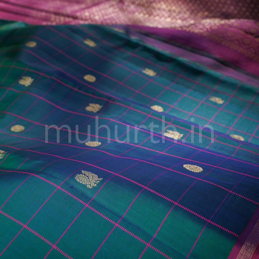 Peacock Green Pure Kanjivaram Silk Saree