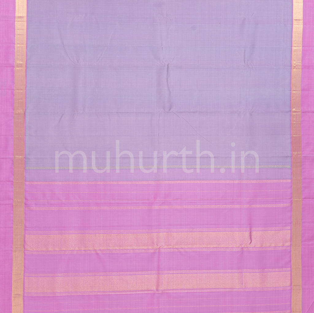 Lavender Kanjivaram Silk Saree with Pink