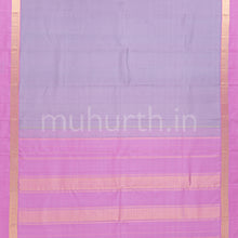 Load image into Gallery viewer, Lavender Kanjivaram Silk Saree with Pink