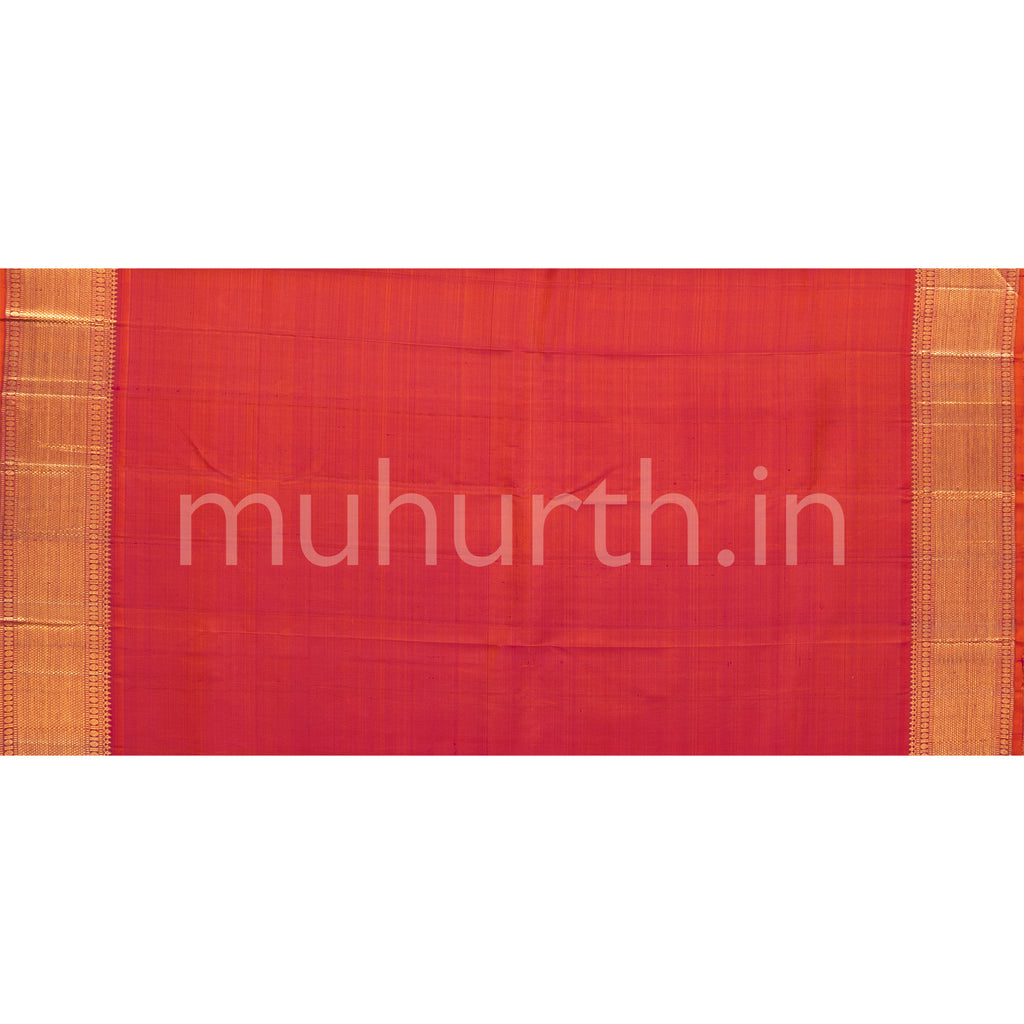 Orange Shot Rose Ekandam Kanjivaram Silk Saree