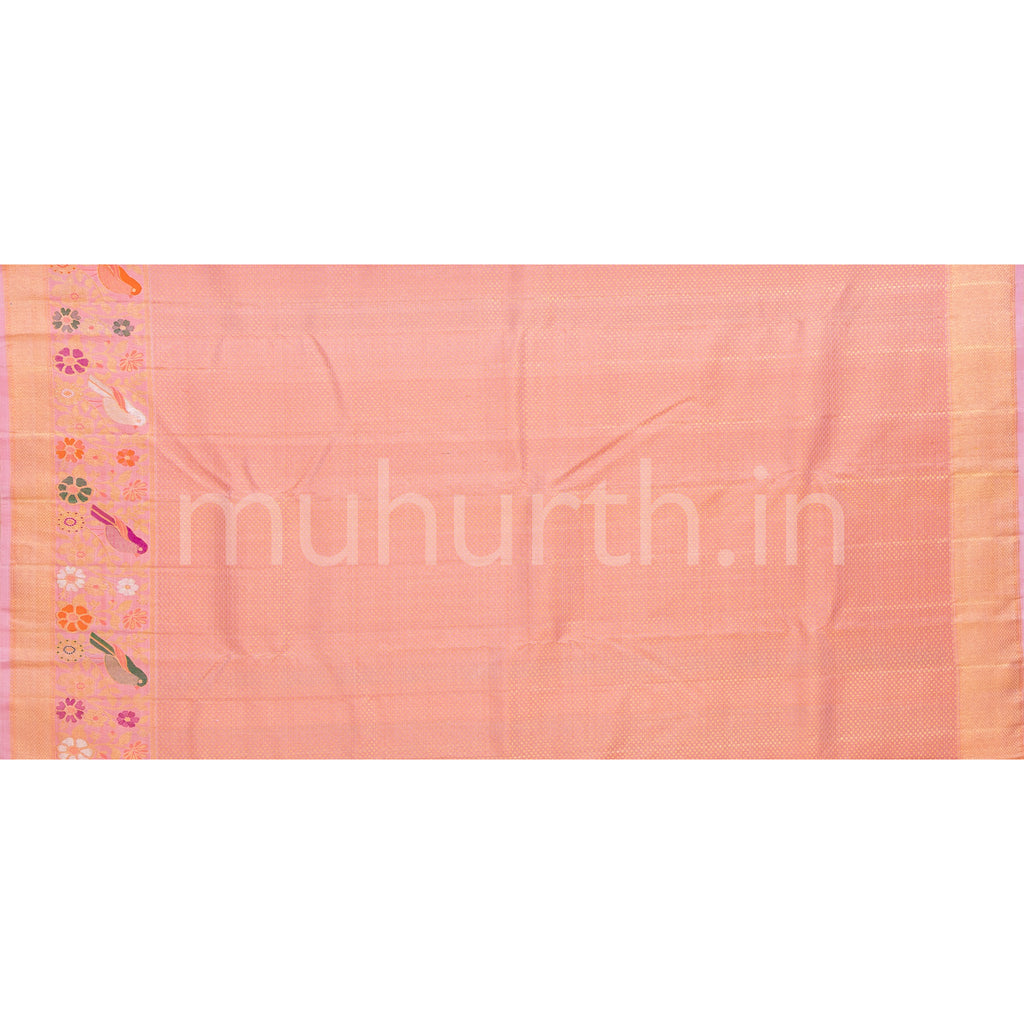 Magenta Meenakari Kanjivaram Silk Saree with Peach