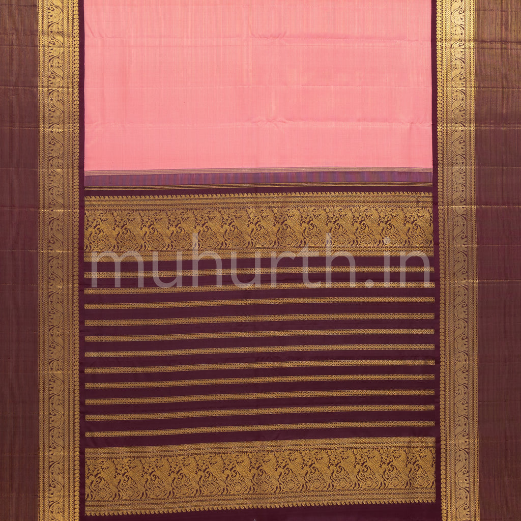 Peach Kanjivaram Silk Saree with Pakku