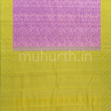 Load image into Gallery viewer, Lilac Kanjivaram Silk Saree with Tiratchai Green