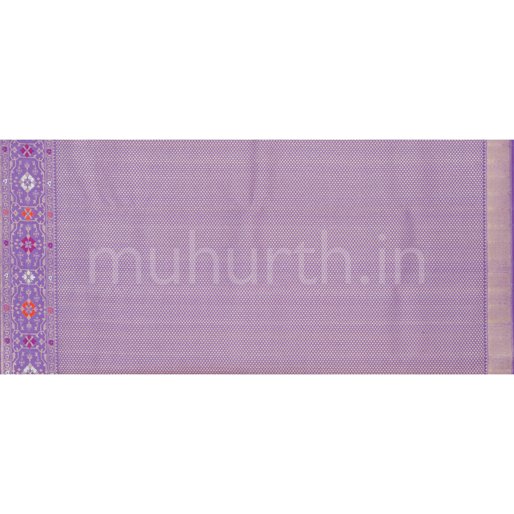 Light Elaichi Tissue Organza Pure Kanjivaram Silk Saree with Lavender