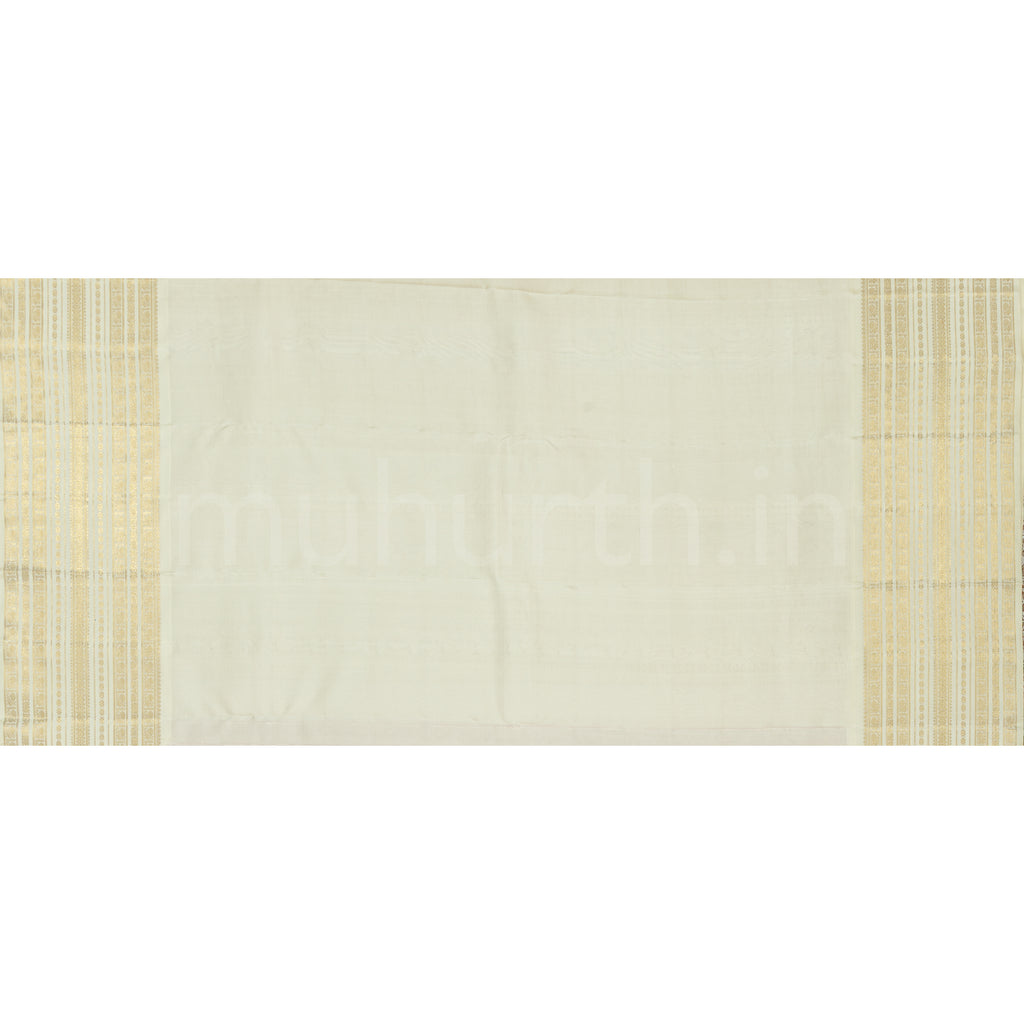 Red Pure Zari Kanjivaram Silk Saree with Cream