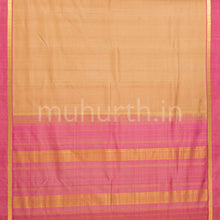 Load image into Gallery viewer, Biscuit Grown Kanjivaram Silk Saree with Pink