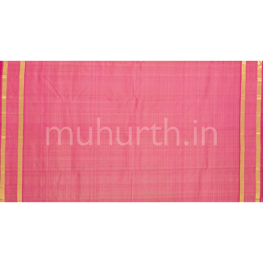 Biscuit Grown Kanjivaram Silk Saree with Pink