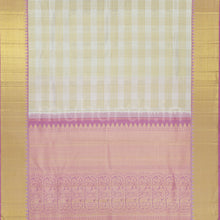 Load image into Gallery viewer, Off - White Veldhari Pure Kanjivaram Silk Saree with Pink