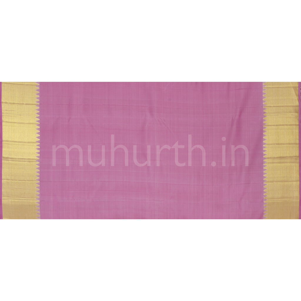 Off - White Veldhari Pure Kanjivaram Silk Saree with Pink