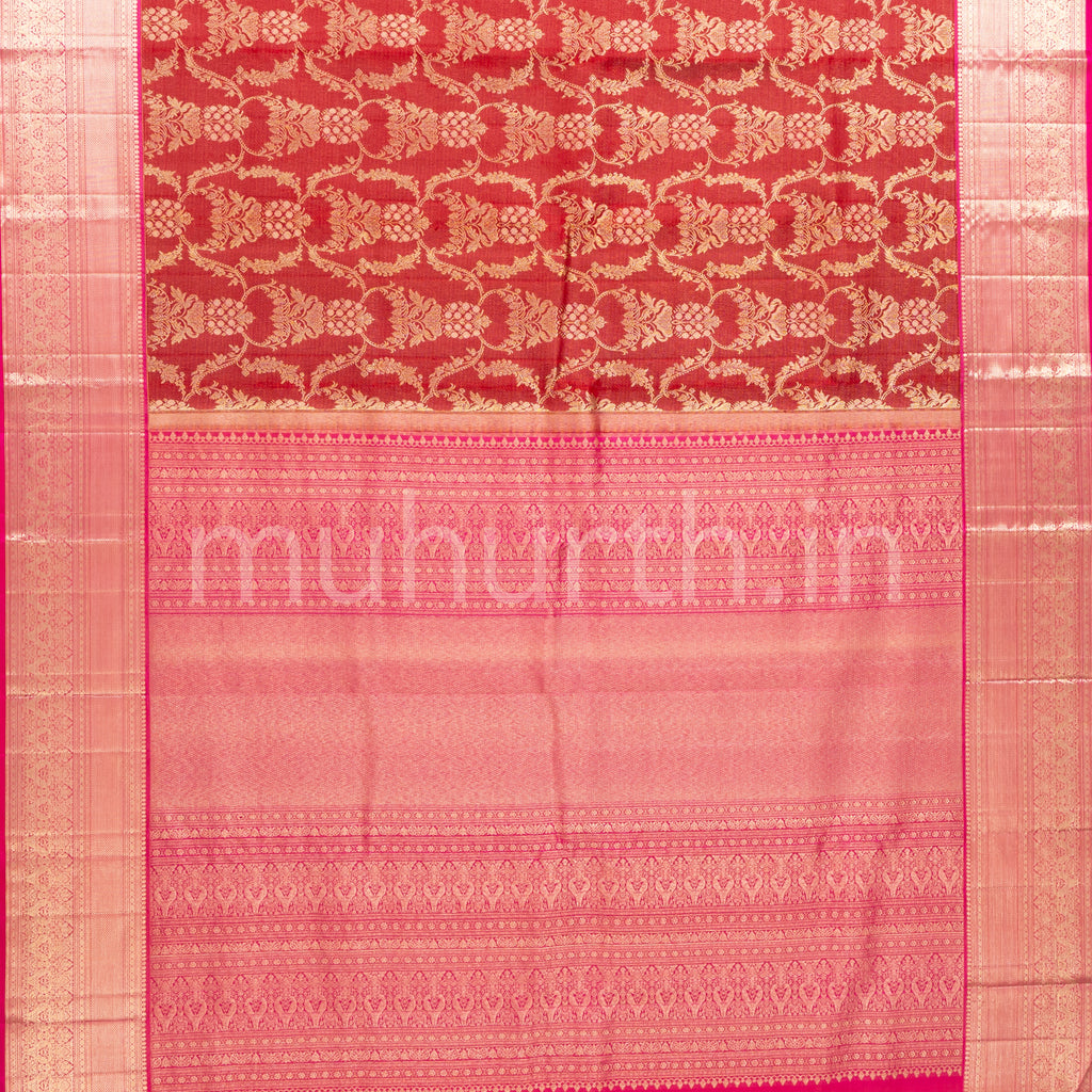 Red Kanjivaram Silk Saree with Pink