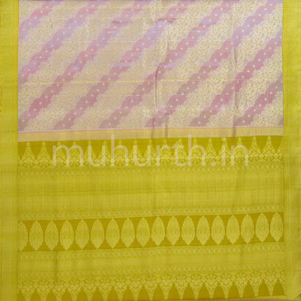 Lavender Kanjivaram Silk Saree with Golden Mustard