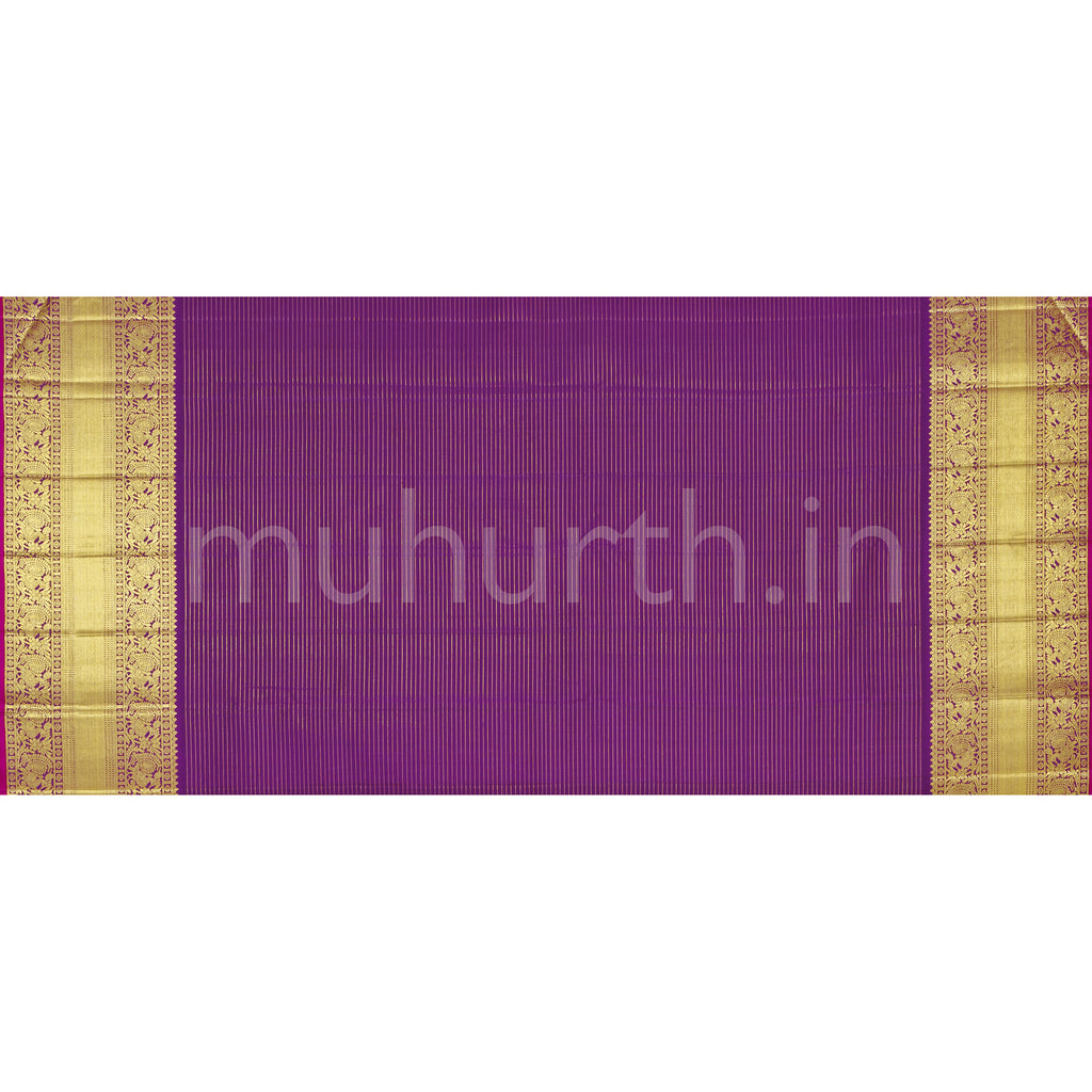Lavender Pure Kanjivaram Silk Saree with Meenakshi Violet