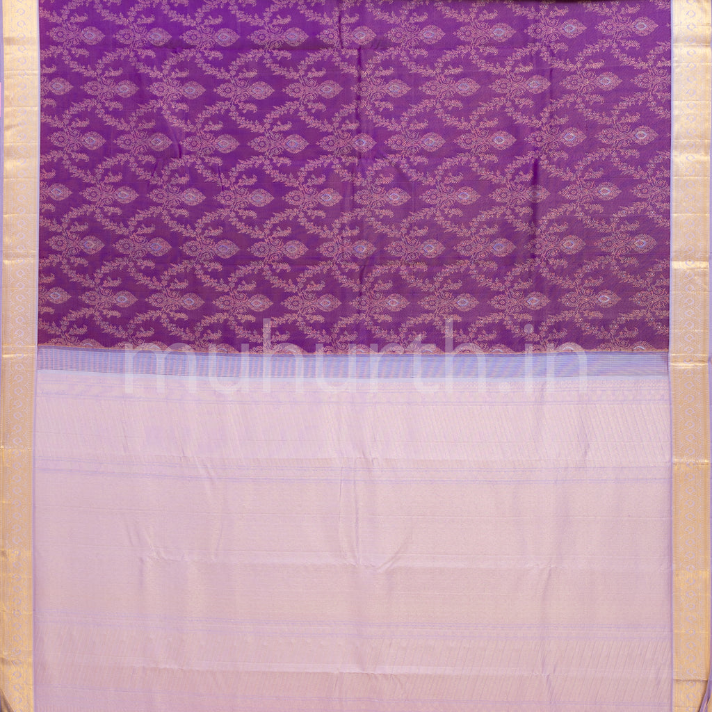 Magenta Kanjivaram Silk Saree with Lavender