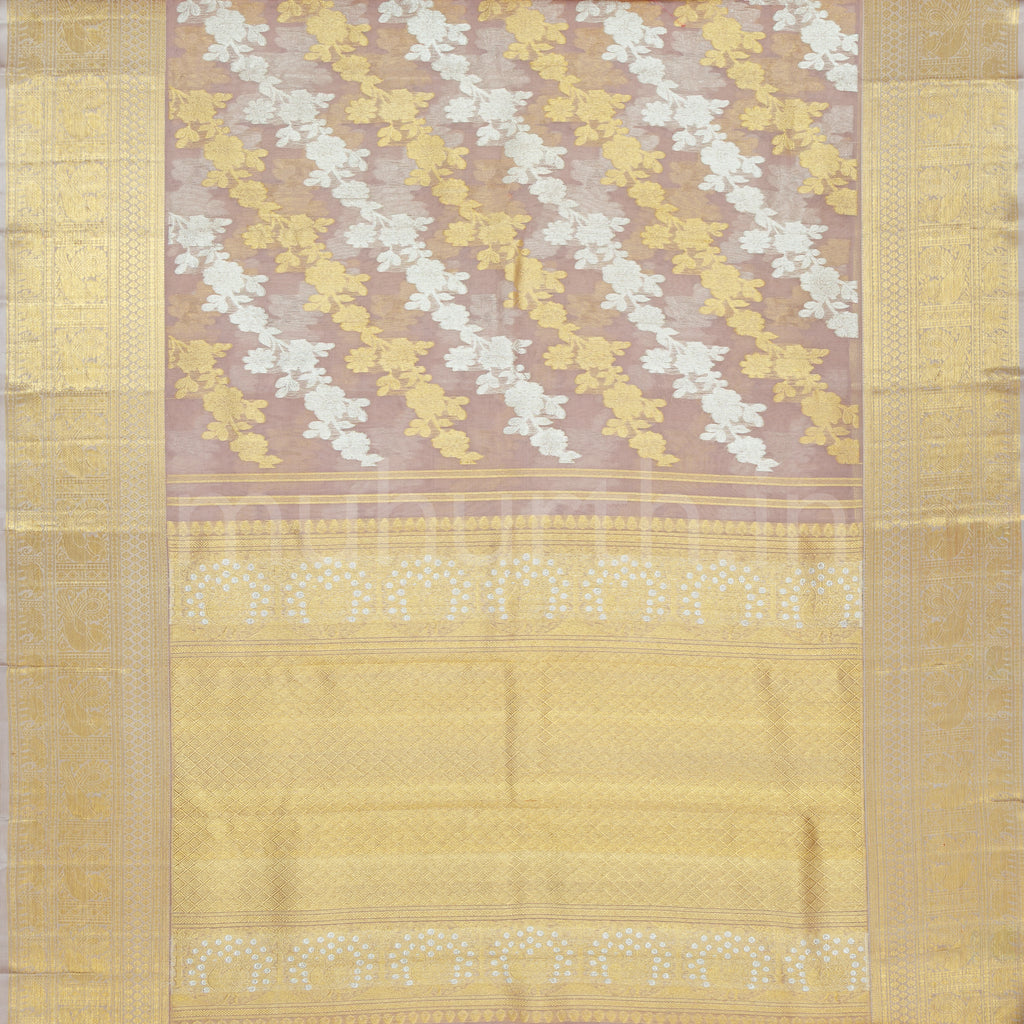 Light Lavender Kora Luxury Kanjivaram Silk Saree