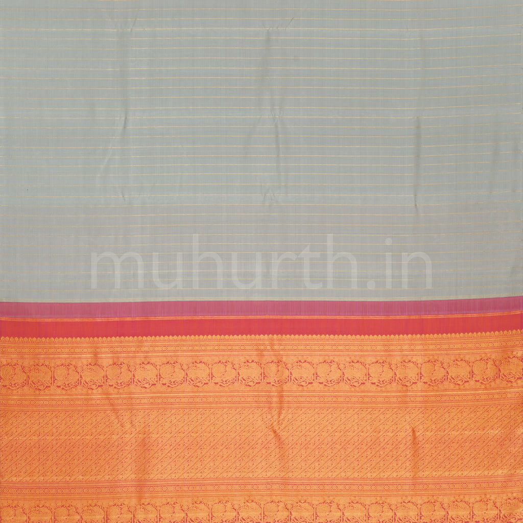 Silver Grey Pure Kanjivaram Silk Saree