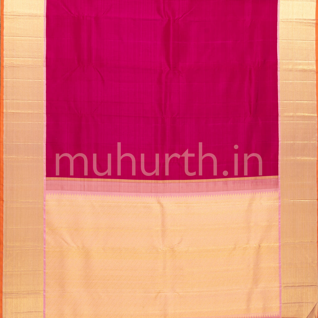 Red Shot Pink Kanjivaram Silk Saree with Light Pink